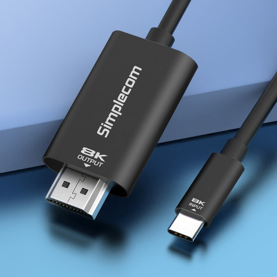 Simplecom DA324 USB-C to HDMI 2.1 Cable 2M, 8K@60Hz, DP1.4 Alt, HDCP1.4/2.3, HDR10, DSC1.1/1.2a, Audio LPCM/AC3/DTS/DTS-HD/Dolby MAT - Image 3