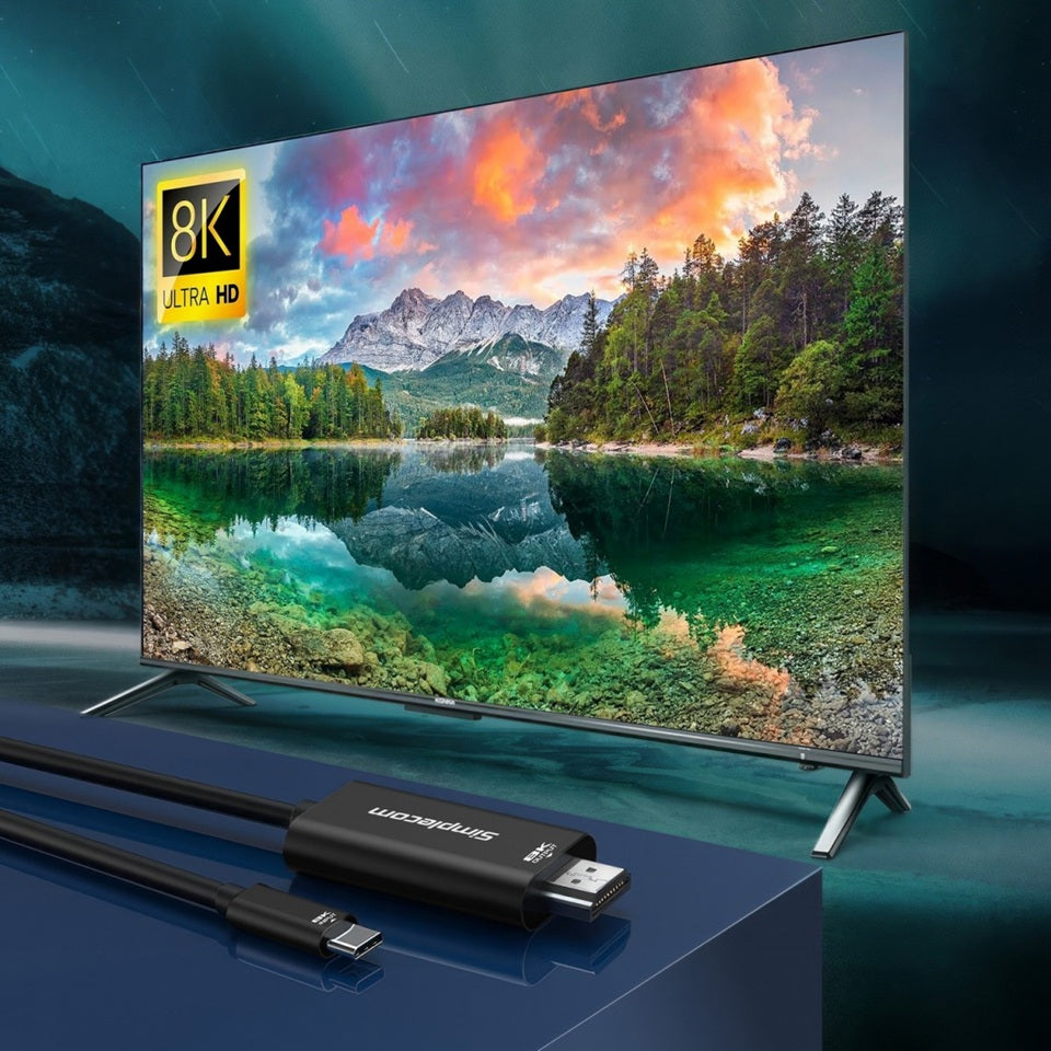 Simplecom DA324 USB-C to HDMI 2.1 Cable 2M, 8K@60Hz, DP1.4 Alt, HDCP1.4/2.3, HDR10, DSC1.1/1.2a, Audio LPCM/AC3/DTS/DTS-HD/Dolby MAT - Image 4