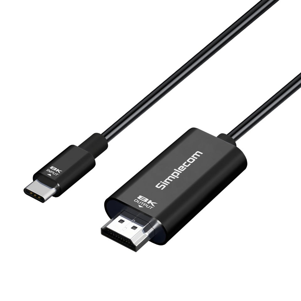 Simplecom DA324 USB-C to HDMI 2.1 Cable 2M, 8K@60Hz, DP1.4 Alt, HDCP1.4/2.3, HDR10, DSC1.1/1.2a, Audio LPCM/AC3/DTS/DTS-HD/Dolby MAT - Image 1