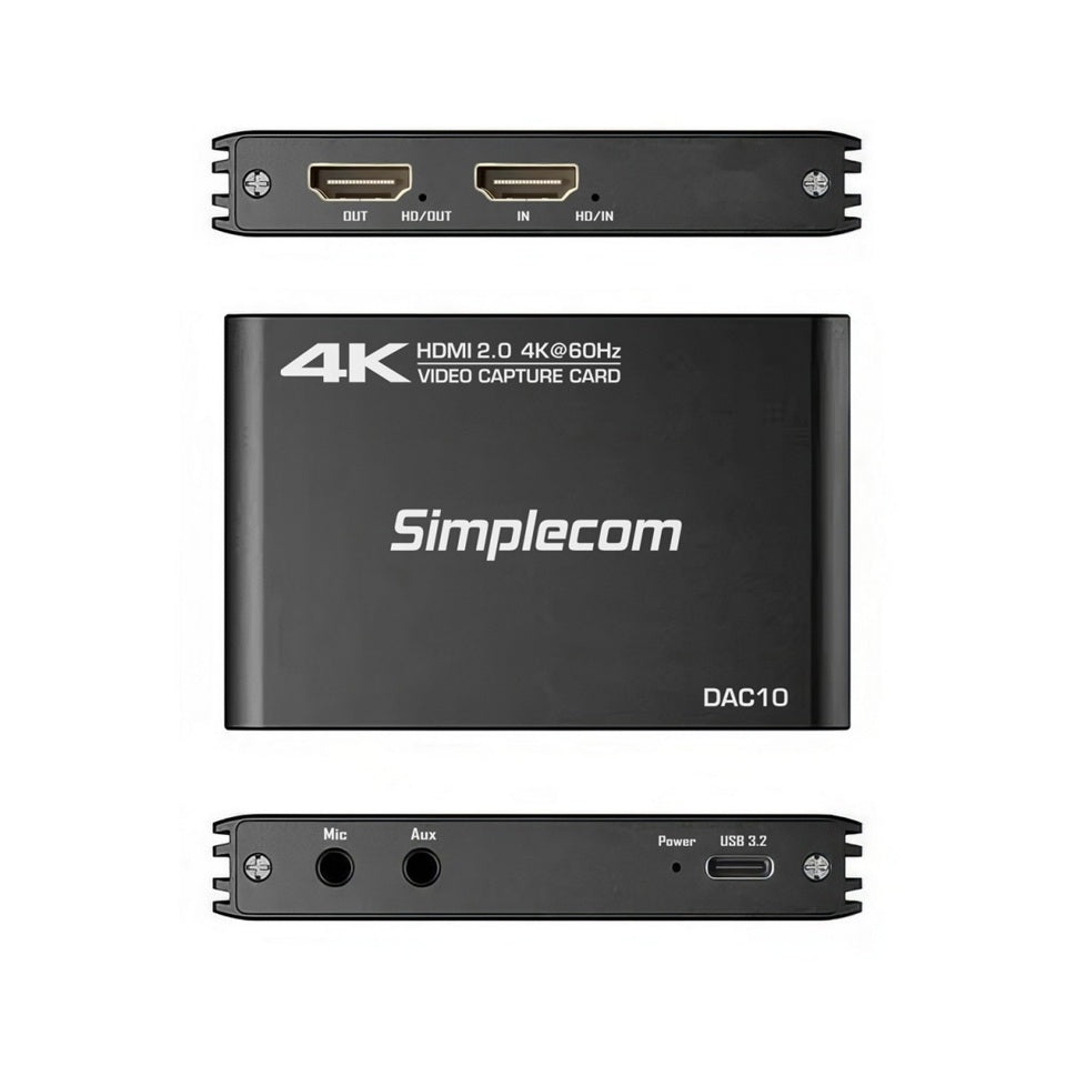 (LS)Simplecom DAC10 HDMI 2.0 to USB 4K@60hz Video Capture Card Stream and Record in 4K 60FPS - Image 2