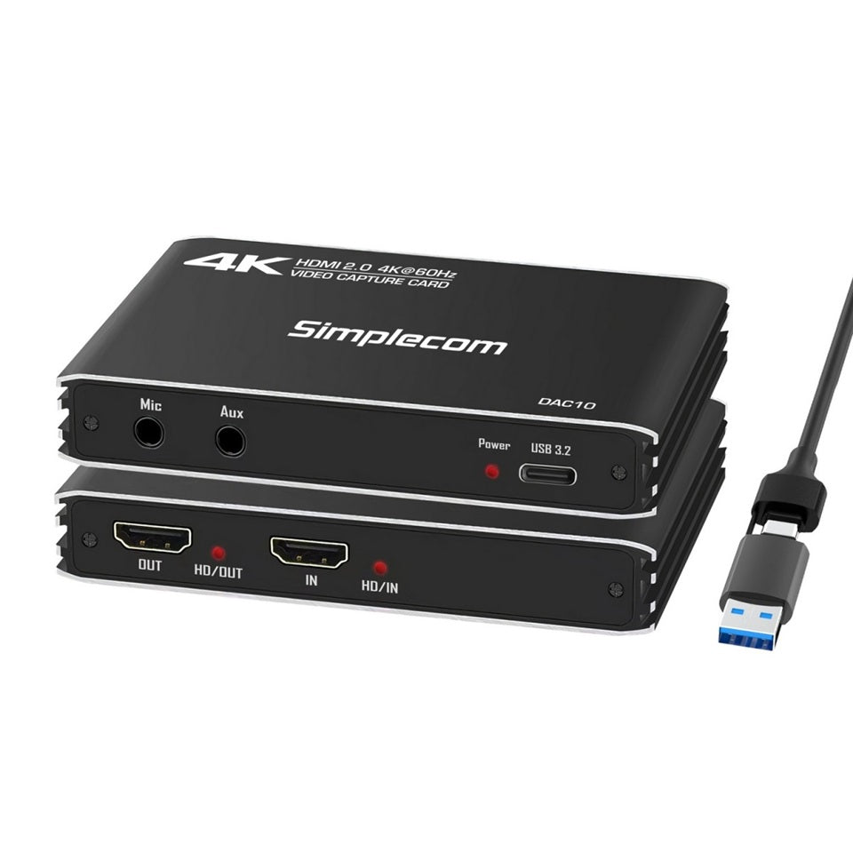 Simplecom DAC10 HDMI 2.0 to USB 4K@60hz Video Capture Card Stream and Record in 4K 60FPS - Image 1