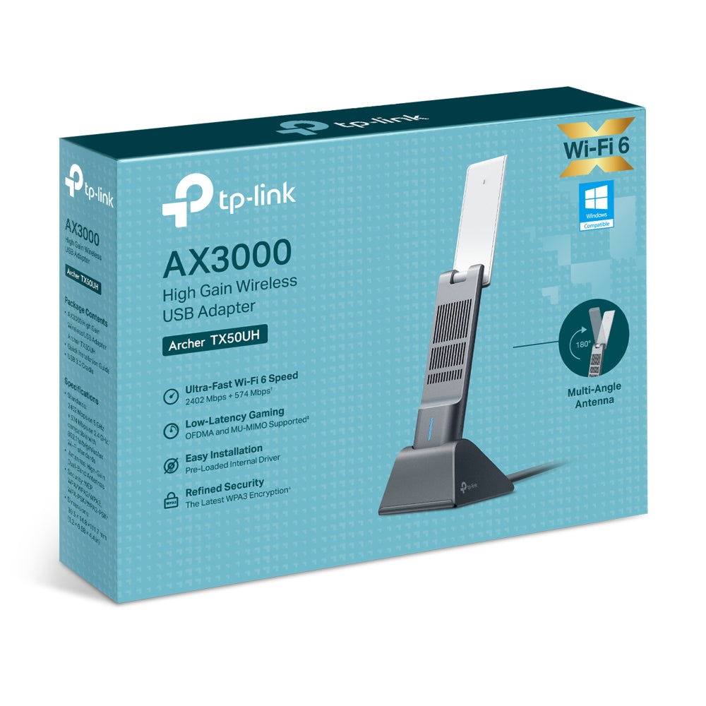 (E)TP-Link Archer TX50UH AX3000 High Gain Wireless USB Adapter, WiFi 6, Speeds up to 2402 Mbps@5GHz, 574 Mbps@2.4GHz - Image 4