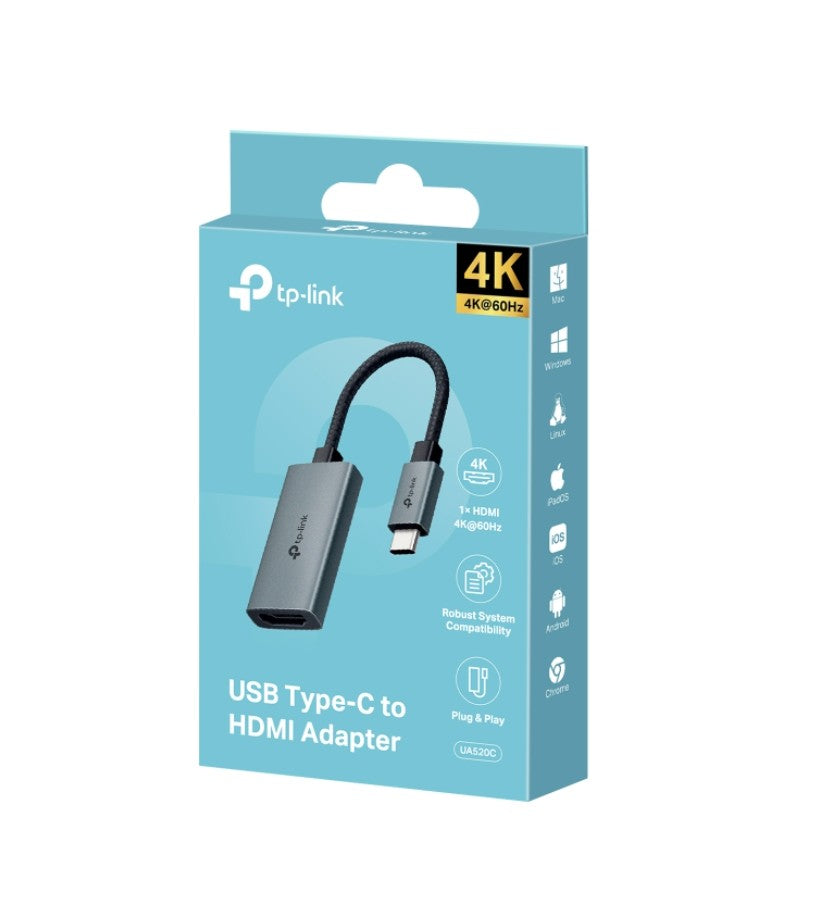 TP-Link UA520C USB Type-C to HDMI Adapter, 1× USB-C Connector，1× HDMI 4K 60Hz Port, Plug and Play, Fast Heat Dissipation, Flexible and Durable - Image 1