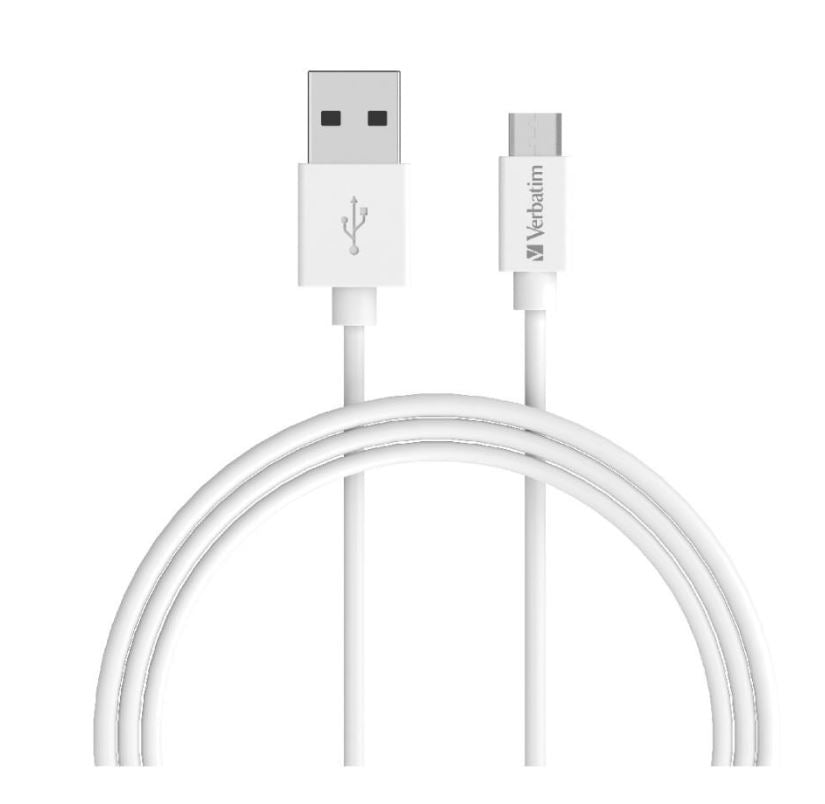 Verbatim Charge & Sync microUSB Cable 1m - White (LS) - Image 1
