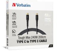 Verbatim Cable 240W USB-C to USB-C 200CM PD 3.1 and QC 3.0 and 4.0 Premium Cable - Image 1