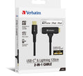 Verbatim 2-in-1 Cable Type C to C & Lightning Kevlar Slide 120cm -BLK - Image 1