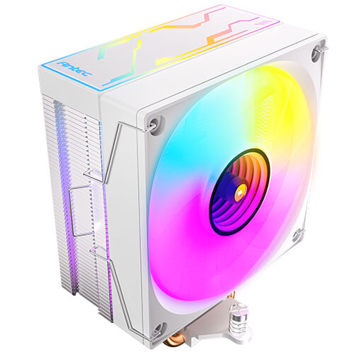 Antec F400 ARGB - White, 120mm ARGB PWM Fan, 4 Copper Heat Pipes, 205W TDP, 600–1700RPM, 63CFM Airflow, Intel LGA1851/1700, AMD AM5 - Image 2