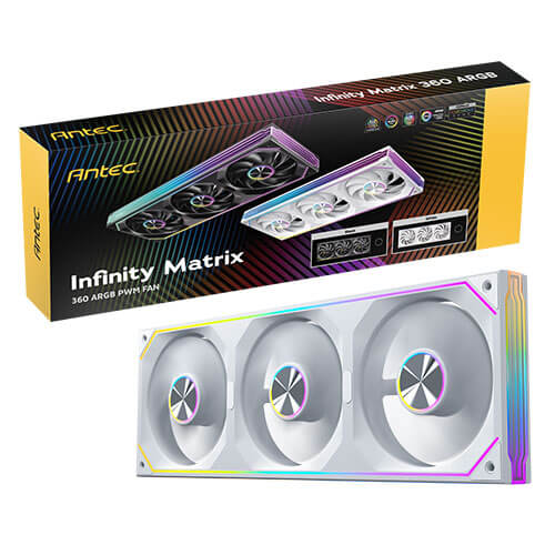 Antec IM 360 ARGB White, 360mm Triple PWM Fan Kit, ARGB, 800-1800RPM, 134.43CFM, 1.48mmAq Air Pressure, Hydraulic Bearing, 2Y Warranty - Image 1