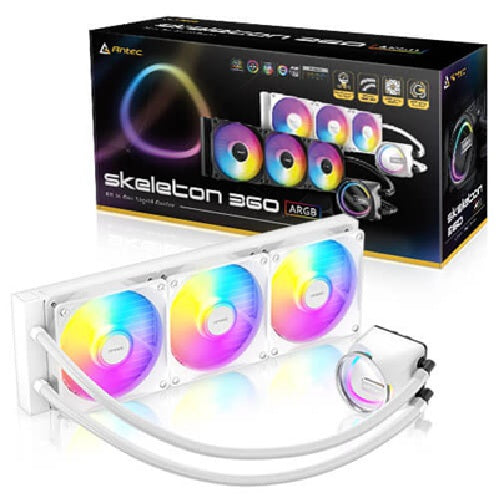 Antec Skeleton 360 ARGB-WHITE, All-in-One Liquid Cooler, 360mm, PWM ARGB fans, 2000RPM, 72.29CFM, ≤32dB, Intel/AMD support, aluminum radiator, 3Y wty - Image 1