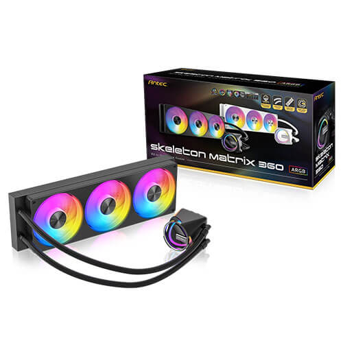 Antec Skeleton Matrix 360 ARGB - Black, 360mm AIO, ARGB, 2400RPM, 74.23 CFM, 2.6mmH₂O, Intel/AMD, 3-Year Warranty - Image 5