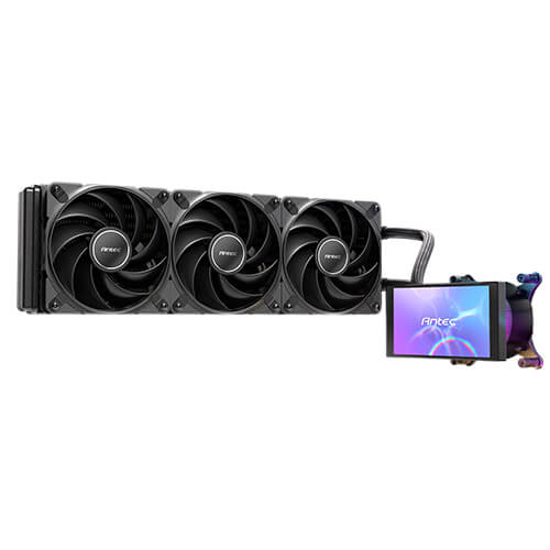 Antec Vortex View 360, 360mm AIO, Intel LGA115X/1200/1700/1851, AMD AM4/AM5, 3x120mm PWM fans, 2000 RPM, 59.23 CFM, ≤28.6 dB(A), aluminum rad - Image 3
