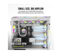 Corsair AF SLIM Series, AF120 RGB SLIM WHITE, 120mmx15mm Fluid Dynamic Bearing RGB PWM Fan, Dual Pack with Lighting Node CORE(LS) - Image 2