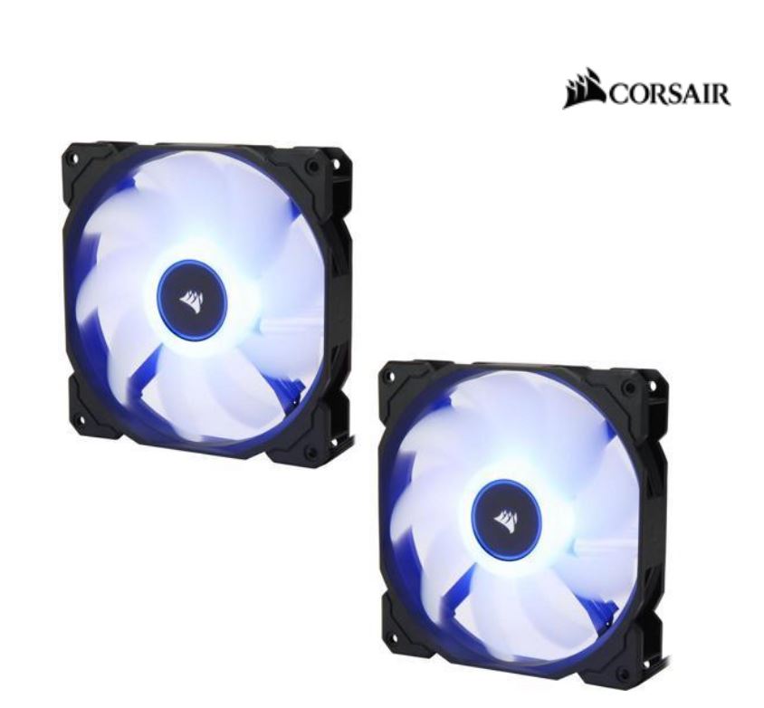 Corsair Air Flow 140mm Fan Low Noise Edition / Blue LED 3 PIN - Hydraulic Bearing, 1.43mm H2O. Superior cooling performance. TWIN Pack! (LS) - Image 1