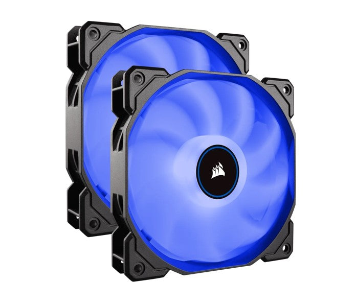 Corsair Air Flow 140mm Fan Low Noise Edition / Blue LED 3 PIN - Hydraulic Bearing, 1.43mm H2O. Superior cooling performance. TWIN Pack! (LS) - Image 2