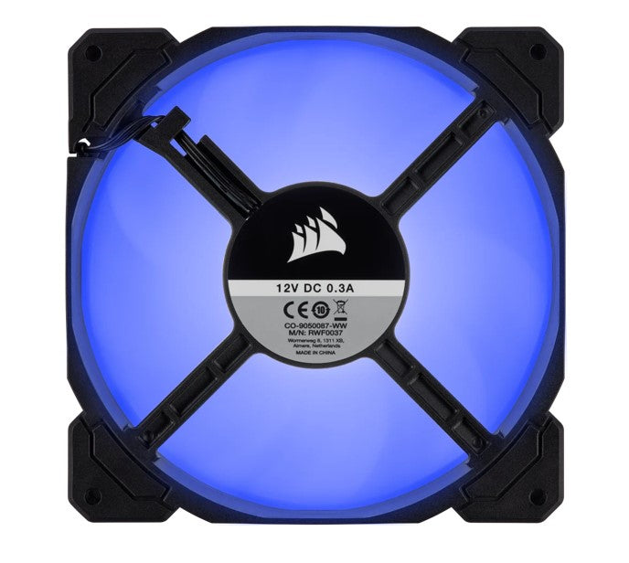 Corsair Air Flow 140mm Fan Low Noise Edition / Blue LED 3 PIN - Hydraulic Bearing, 1.43mm H2O. Superior cooling performance. TWIN Pack! (LS) - Image 4