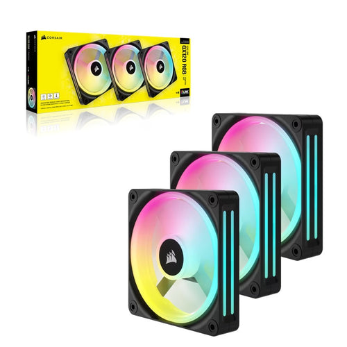 Corsair iCUE LINK QX120 RGB 120mm PWM PC Fans Starter Kit with iCUE LINK System Hub, Static Pressure Flow Type, 400 RPM - Image 1