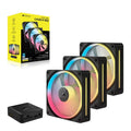 Corsair iCUE LINK LX120-R RGB 120mm PWM Reverse Fans Starter Kit Triple Pack - Black: 66.7CFM, 2400RPM, 37.7dBA, 0.4A, Static Pressure, Magnetic Dome - Image 1