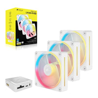 Corsair iCUE LINK LX120-R RGB 120mm PWM Reverse Fans Starter Kit Triple Pack - White: 66.7CFM, 2400RPM, 37.7dBA, 0.4A, Static Pressure, Magnetic Dome - Image 5