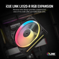 Corsair iCUE LINK LX120‑R RGB 120 mm PWM Reverse Fan Expansion Single Pack – Black: 66.7 CFM, 2400 RPM, 37.7 dBA, 0.4 A,Static Pressure, Magnetic Dome - Image 4