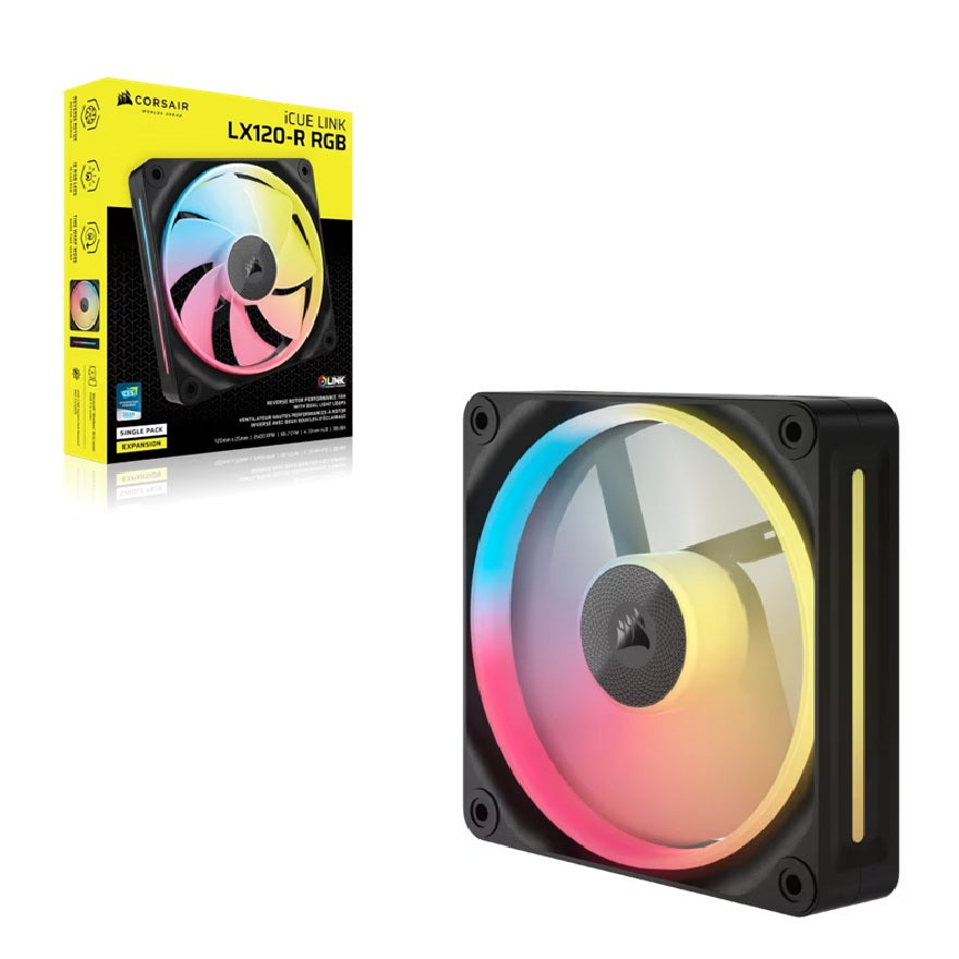 Corsair iCUE LINK LX120‑R RGB 120 mm PWM Reverse Fan Expansion Single Pack – Black: 66.7 CFM, 2400 RPM, 37.7 dBA, 0.4 A,Static Pressure, Magnetic Dome - Image 5