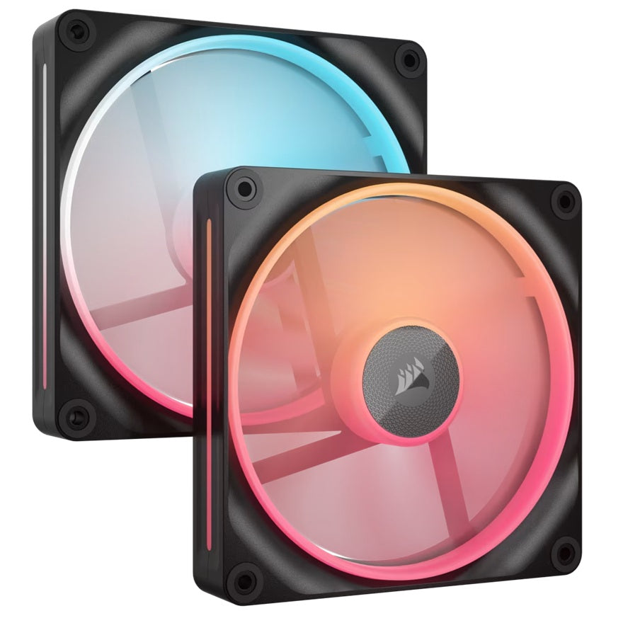 Corsair iCUE LINK LX140-R RGB 140mm PWM Reverse Fans Starter Kit Dual Pack -Black: 90.6 CFM, 2000 RPM, 38.3 dBA, 0.45A, Static Pressure, Magnetic Dome - Image 2