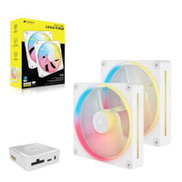 Corsair iCUE LINK LX140-R RGB 140mm PWM Reverse Fans Starter Kit Dual Pack -White: 90.6 CFM, 2000 RPM, 38.3 dBA, 0.45A, Static Pressure, Magnetic Dome - Image 1