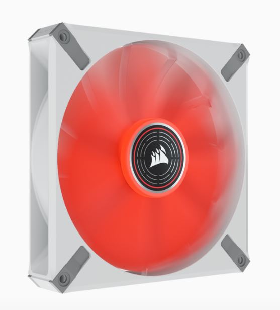 Corsair ML ELITE Series, ML140 LED ELITE WHITE, 140mm Magnetic Levitation Red LED Fan with AirGuide, Single Pack(LS) - Image 1