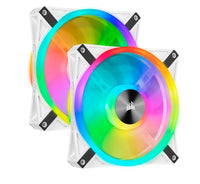 Corsair QL140 RGB White Dual Fan Kit with Lighting Node Core, ICUE, 140mm RGB LED PWM Fan 26dBA, 50.2 CFM, 2 Fan Pack - Image 2