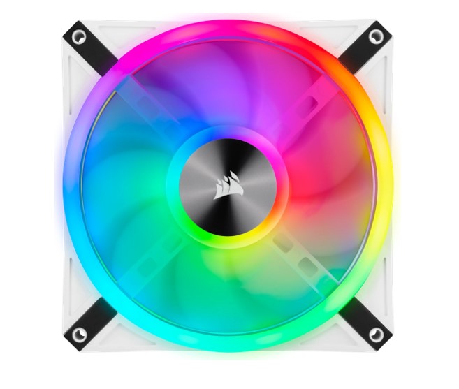 Corsair QL140 RGB White Dual Fan Kit with Lighting Node Core, ICUE, 140mm RGB LED PWM Fan 26dBA, 50.2 CFM, 2 Fan Pack - Image 3