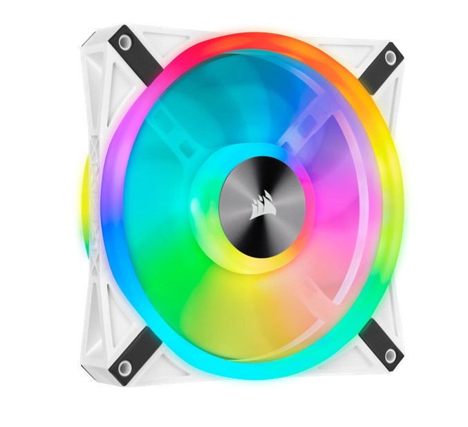 Corsair QL140 RGB White Dual Fan Kit with Lighting Node Core, ICUE, 140mm RGB LED PWM Fan 26dBA, 50.2 CFM, 2 Fan Pack - Image 4