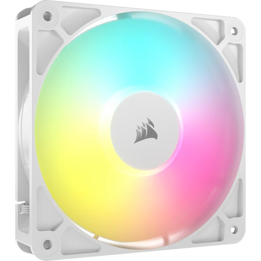 Corsair RS120 ARGB 120mm PWM Fan - Single Pack - White: 72.8 CFM, 2100 RPM, 36 dBA, 0.4A, RGB lighting, Static Pressure, Magnetic Dome Bearing - Image 1
