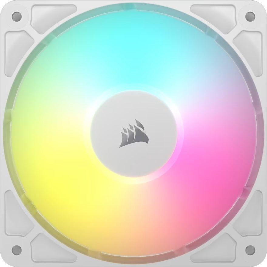 Corsair RS120 ARGB 120mm PWM Fan - Single Pack - White: 72.8 CFM, 2100 RPM, 36 dBA, 0.4A, RGB lighting, Static Pressure, Magnetic Dome Bearing - Image 2