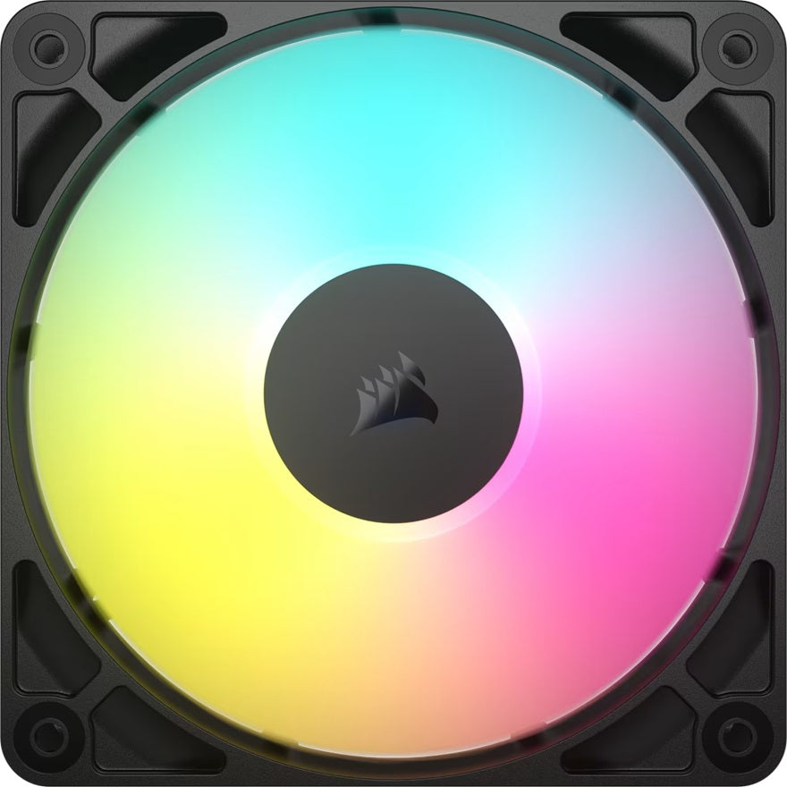 Corsair RS120 ARGB 120mm PWM Fans - Triple Pack - Black: 72.8 CFM, 2100 RPM, 36 dBA, 0.4A, RGB lighting, Static Pressure, Magnetic Dome Bearing - Image 2