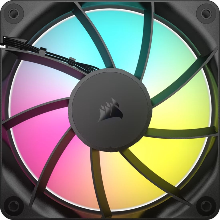 Corsair RS120 ARGB 120mm PWM Fans - Triple Pack - Black: 72.8 CFM, 2100 RPM, 36 dBA, 0.4A, RGB lighting, Static Pressure, Magnetic Dome Bearing - Image 3