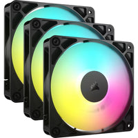 Corsair RS120 ARGB 120mm PWM Fans - Triple Pack - Black: 72.8 CFM, 2100 RPM, 36 dBA, 0.4A, RGB lighting, Static Pressure, Magnetic Dome Bearing - Image 1