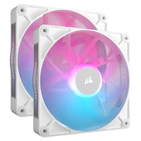 Corsair RX140 RGB White ICUE Link 140mm PWM Dual Fan Kit. 2x Fans, Connectors. 1 x ICUE Link Hub, 60mm Cable 90 Degress, Link Cab. - Image 2