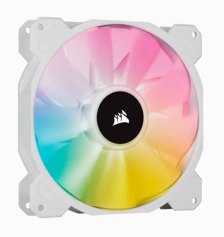 Corsair White SP140 RGB ELITE, 140mm RGB LED Fan with AirGuide, Single Pack - Image 2