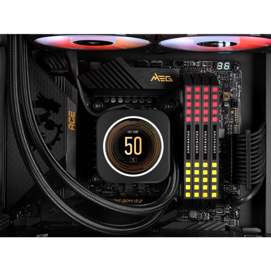 Corsair iCUE ELITE CPU Cooler LCD Display Upgrade Kit transforms your CORSAIR ELITE CAPELLIX CPU cooler into a personalized dashboard Display - Image 3