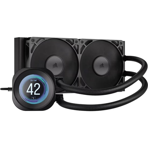 Corsair NAUTILUS 240 RS LCD Liquid CPU Cooler - Black, 240mm rad, LCD pump, 2x PWM fans, 2100 RPM, AM5/LGA1851, copper plate, 400mm tube, 36dBA - Image 1