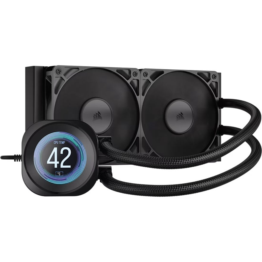Corsair NAUTILUS 240 RS LCD Liquid CPU Cooler - Black, 240mm rad, LCD pump, 2x PWM fans, 2100 RPM, AM5/LGA1851, copper plate, 400mm tube, 36dBA - Image 4