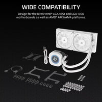 Corsair NAUTILUS 240 RS LCD Liquid CPU Cooler - White, 240mm rad, LCD pump, 2x PWM fans, 2100 RPM, AM5/LGA1851, copper plate, 400mm tube, 36dBA - Image 2