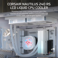Corsair NAUTILUS 240 RS LCD Liquid CPU Cooler - White, 240mm rad, LCD pump, 2x PWM fans, 2100 RPM, AM5/LGA1851, copper plate, 400mm tube, 36dBA - Image 3
