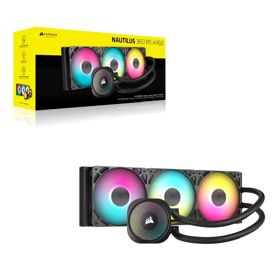 Corsair NAUTILUS 360 RS ARGB Liquid CPU Cooler, Aluminum Rad, Copper Cold Plate, PWM Fan Control, 1700 RPM, 360mm rad, 450mm Tubing, 3x Fans - Image 5