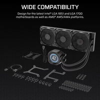 Corsair NAUTILUS 360 RS LCD Liquid CPU Cooler - Black, 360mm rad, LCD pump, 3x PWM fans, 2100 RPM, AM5/LGA1851, copper plate, 450mm Tube, 36dBA - Image 3