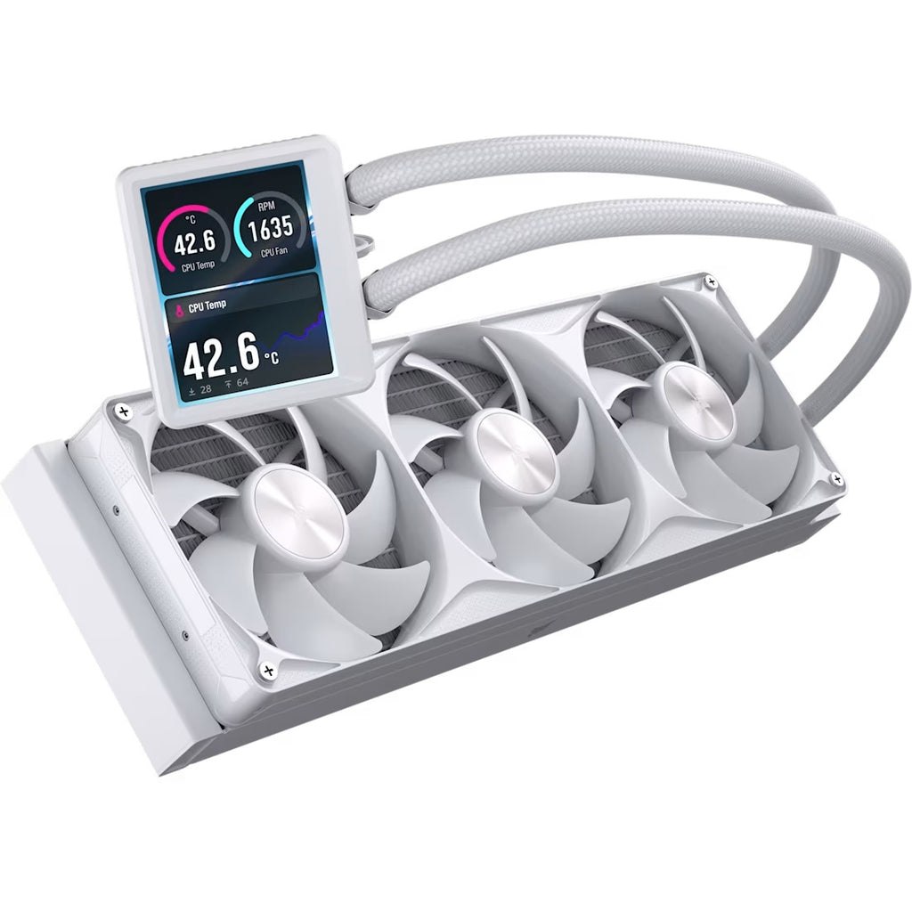 Corsair NAUTILUS II 360 RS LCD Liquid CPU Cooler - White, 360mm Rad, 3.5" LCD, FlowDrive 2S Pump, 420–2100 RPM, PWM, AM5/AM4 and LGA 1851/1700 Support - Image 2