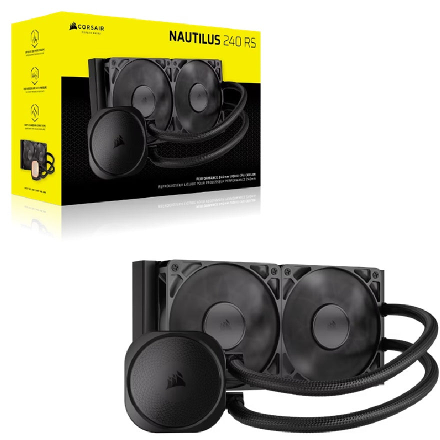 Corsair NAUTILUS 240 RS Liquid CPU Cooler, Aluminum Rad, Copper Cold Plate, PWM Fan Control, 2100 RPM, 240mm rad, 400mm Tubing, 2x Fans - Image 1