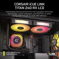 Corsair iCUE LINK TITAN 240 RX LCD Liquid CPU Cooler - Black: 73.5 CFM, 2100 RPM, 36 dBA, Aluminum Radiator, Copper Cold Plate, Intel/AMD Support - Image 4