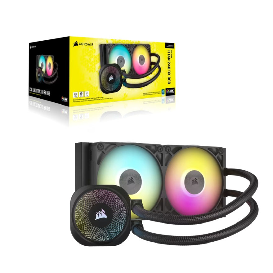 Corsair iCUE LINK TITAN 240 RX RGB AIO Liquid CPU Cooler - Black,  73.5 CFM, 2100 RPM, Aluminum Radiator, Copper Cold Plate, Intel/AMD support - Image 5