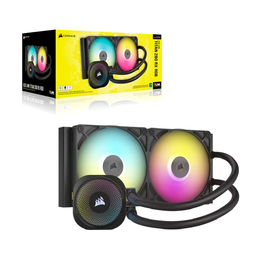 Corsair iCUE LINK TITAN 280 RX RGB AIO Liquid CPU Cooler - Black, 94.7 CFM, 1700 RPM, Aluminum Radiator, Copper Cold Plate, Intel/AMD Support - Image 5