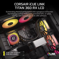 Corsair iCUE LINK TITAN 360 RX LCD Liquid CPU Cooler - Black: 73.5 CFM, 2100 RPM, 36 dBA, Aluminum Radiator, Copper Cold Plate, Intel/AMD Support - Image 4